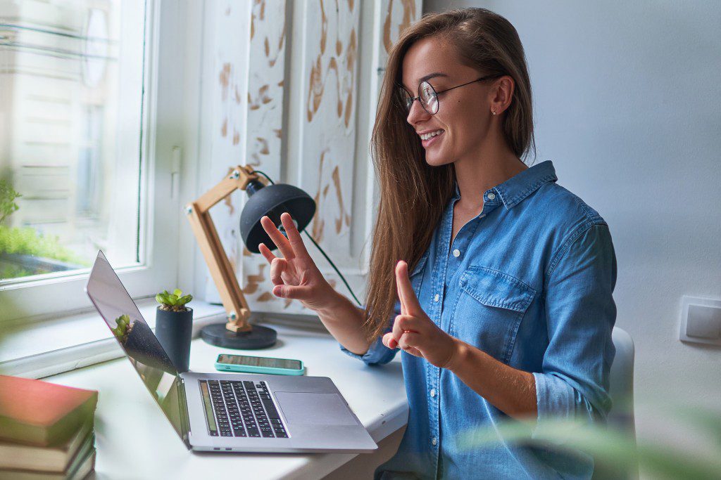 Woman signing in ASL